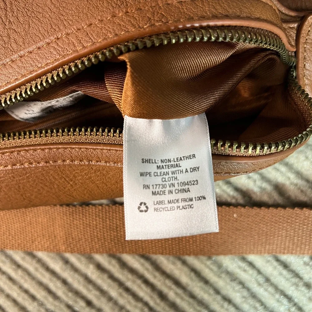 Cognac Brown Pebbled Vegan Leather Belt Bag Waist Pack with Dual Straps